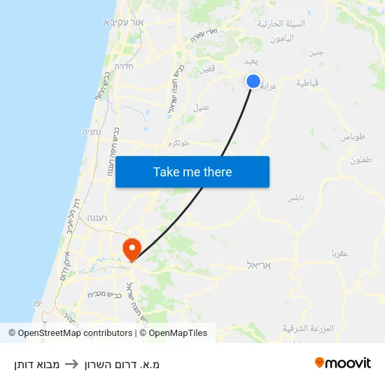 מבוא דותן to מ.א. דרום השרון map