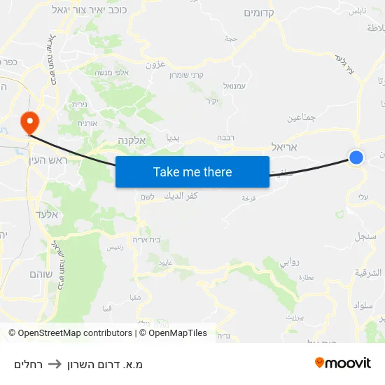 רחלים to מ.א. דרום השרון map