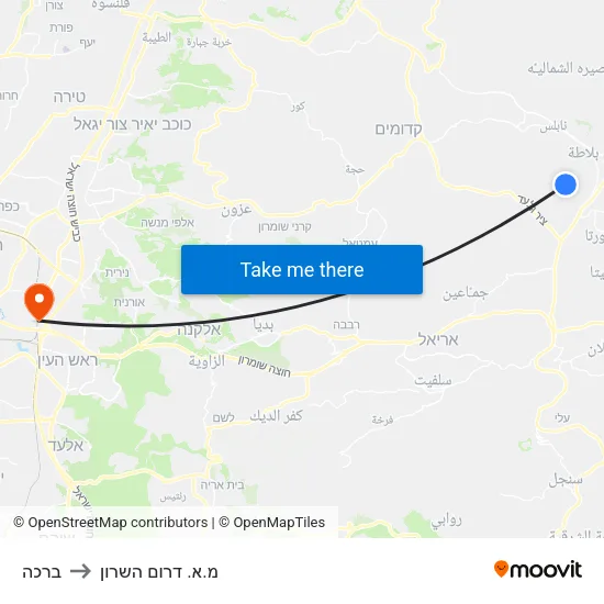 ברכה to מ.א. דרום השרון map