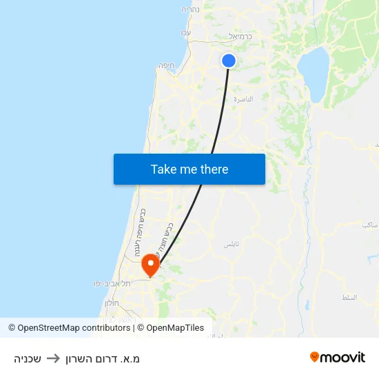 שכניה to מ.א. דרום השרון map