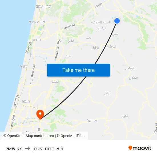 מגן שאול to מ.א. דרום השרון map