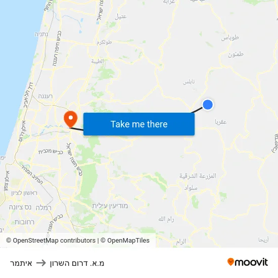 איתמר to מ.א. דרום השרון map