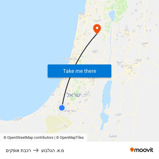 רכבת אופקים to מ.א. הגלבוע map