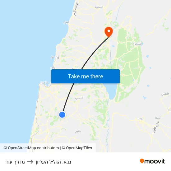 מדרך עוז to מ.א. הגליל העליון map
