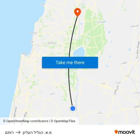רותם to מ.א. הגליל העליון map