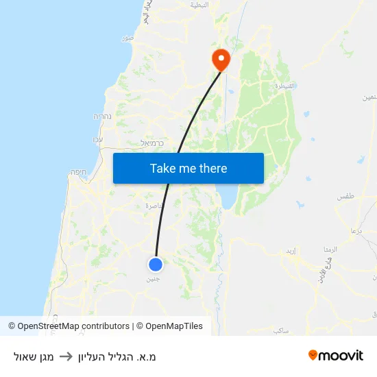 מגן שאול to מ.א. הגליל העליון map