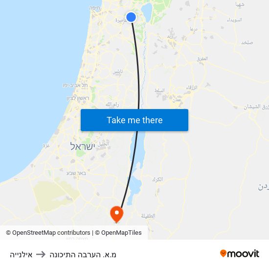 אילנייה to מ.א. הערבה התיכונה map