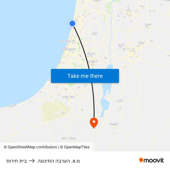 בית חירות to מ.א. הערבה התיכונה map