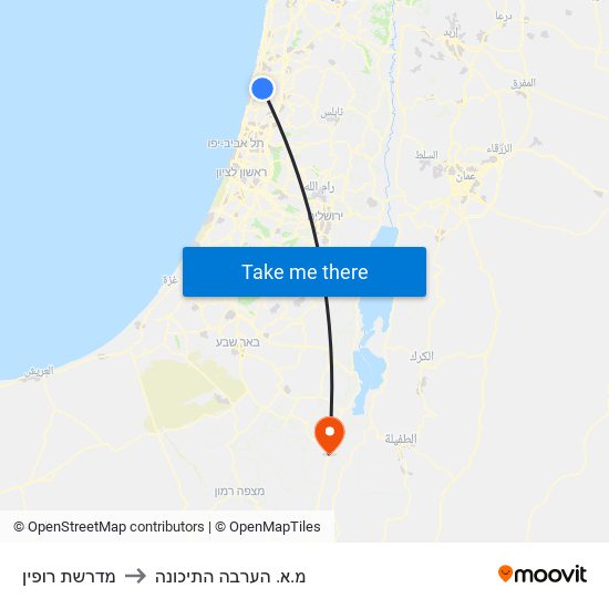 מדרשת רופין to מ.א. הערבה התיכונה map