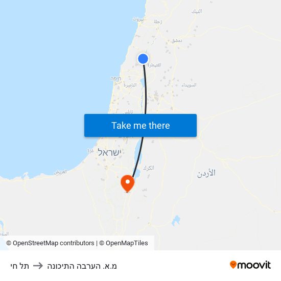 תל חי to מ.א. הערבה התיכונה map