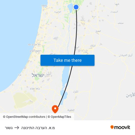 גשור to מ.א. הערבה התיכונה map