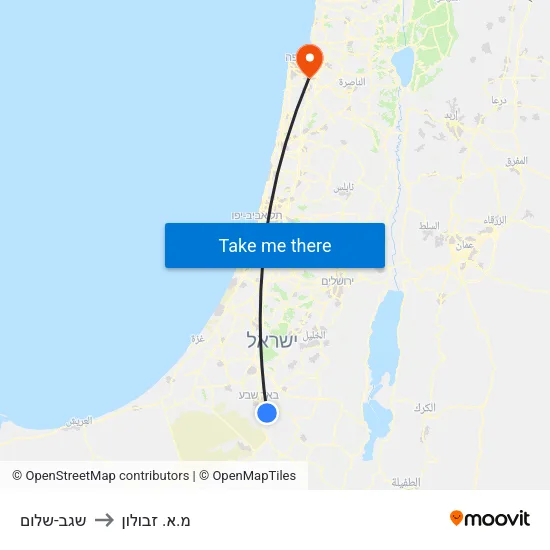 שגב-שלום to מ.א. זבולון map