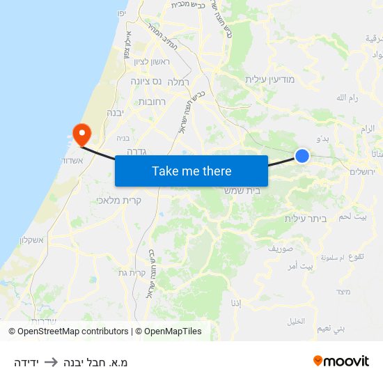 ידידה to מ.א. חבל יבנה map