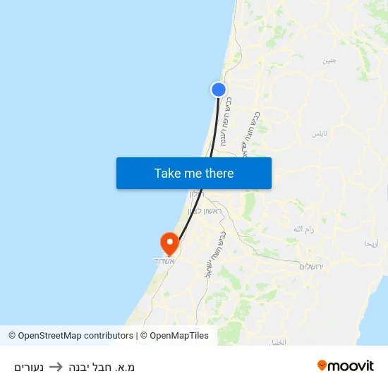 נעורים to מ.א. חבל יבנה map