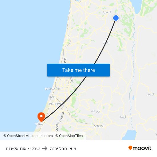 שבלי - אום אל-גנם to מ.א. חבל יבנה map