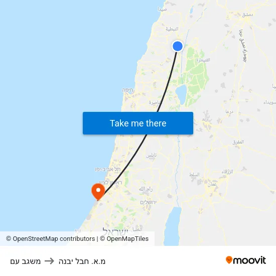 משגב עם to מ.א. חבל יבנה map
