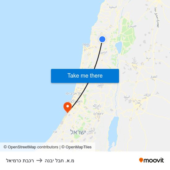 רכבת כרמיאל to מ.א. חבל יבנה map