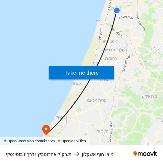 ת.רק''ל אהרונוביץ'/דרך ז'בוטינסקי to מ.א. חוף אשקלון map