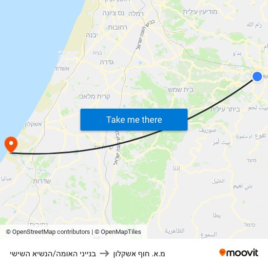 בנייני האומה/הנשיא השישי to מ.א. חוף אשקלון map