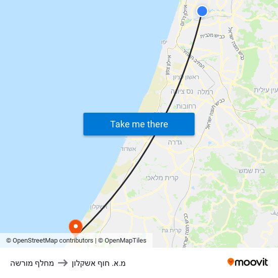 מחלף מורשה to מ.א. חוף אשקלון map