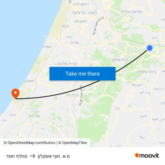 מחלף חמד to מ.א. חוף אשקלון map