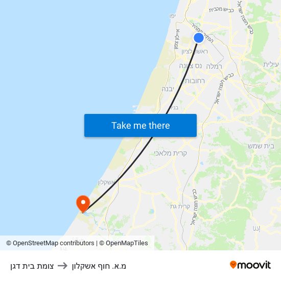 צומת בית דגן to מ.א. חוף אשקלון map