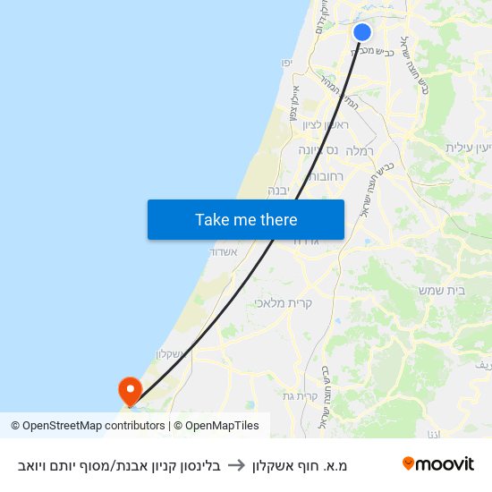 בלינסון קניון אבנת/מסוף יותם ויואב to מ.א. חוף אשקלון map