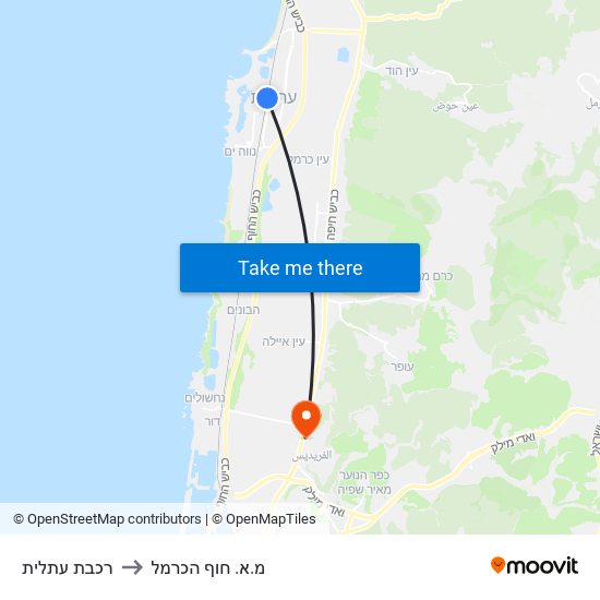 רכבת עתלית to מ.א. חוף הכרמל map