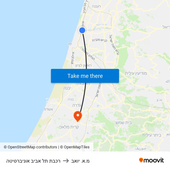רכבת תל אביב אוניברסיטה to מ.א. יואב map