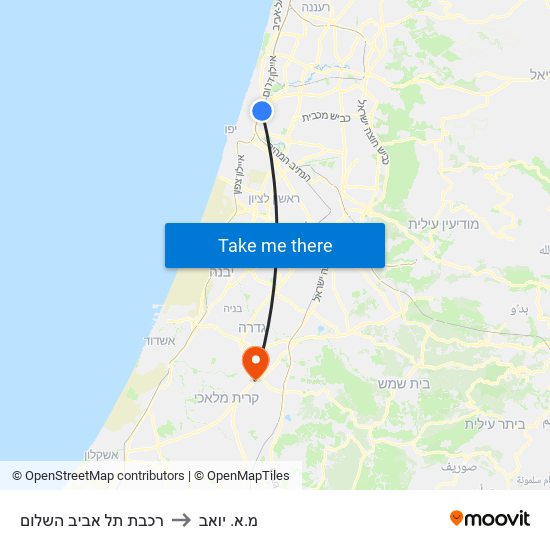 רכבת תל אביב השלום to מ.א. יואב map