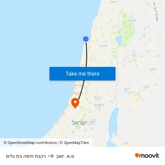 רכבת חיפה בת גלים to מ.א. יואב map