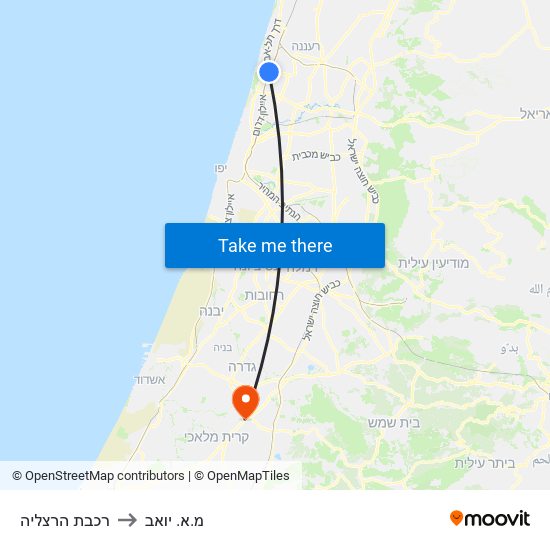 רכבת הרצליה to מ.א. יואב map