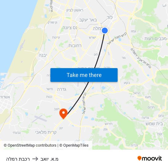 רכבת רמלה to מ.א. יואב map