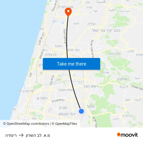 רינתיה to מ.א. לב השרון map