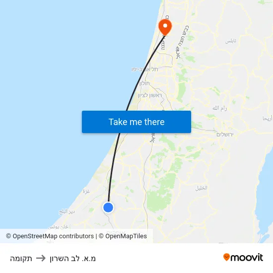 תקומה to מ.א. לב השרון map