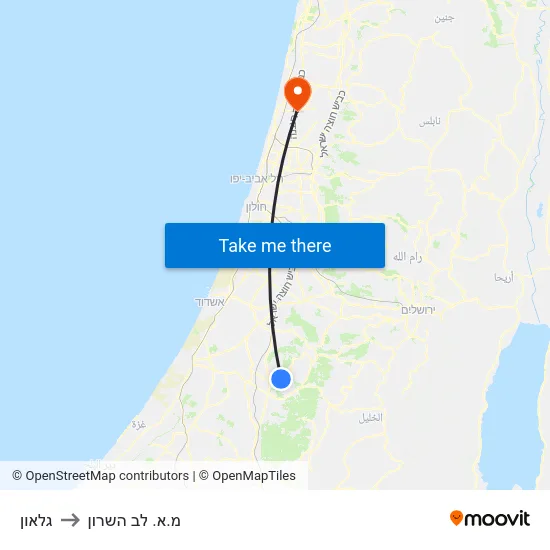 גלאון to מ.א. לב השרון map