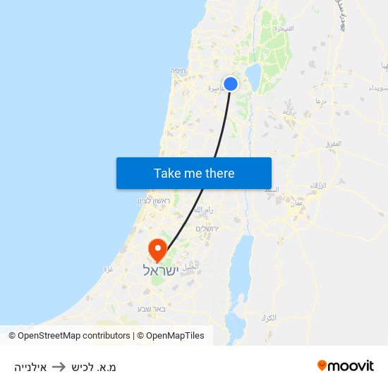 אילנייה to מ.א. לכיש map