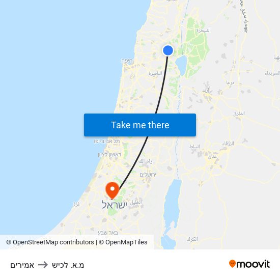 אמירים to מ.א. לכיש map