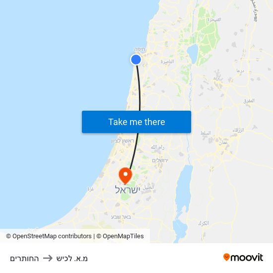 החותרים to מ.א. לכיש map