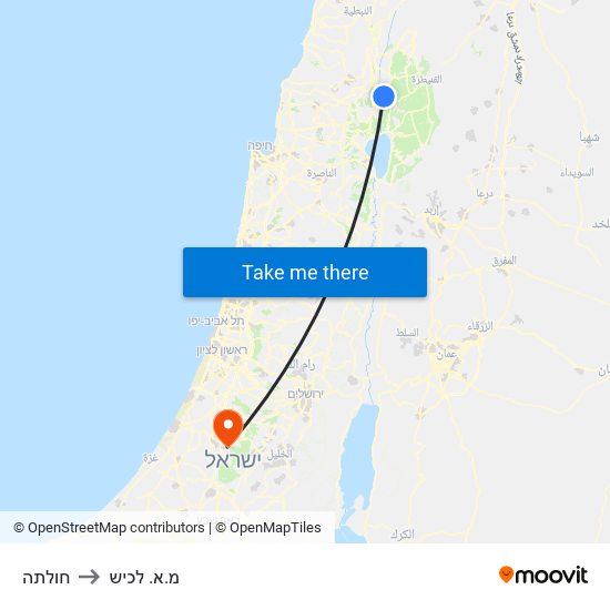 חולתה to מ.א. לכיש map