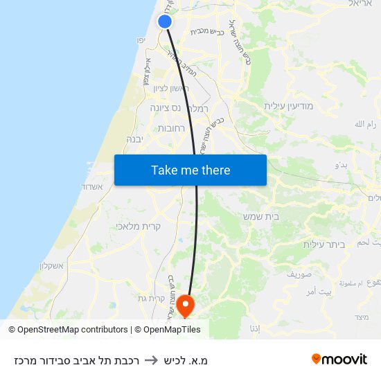 רכבת תל אביב סבידור מרכז to מ.א. לכיש map