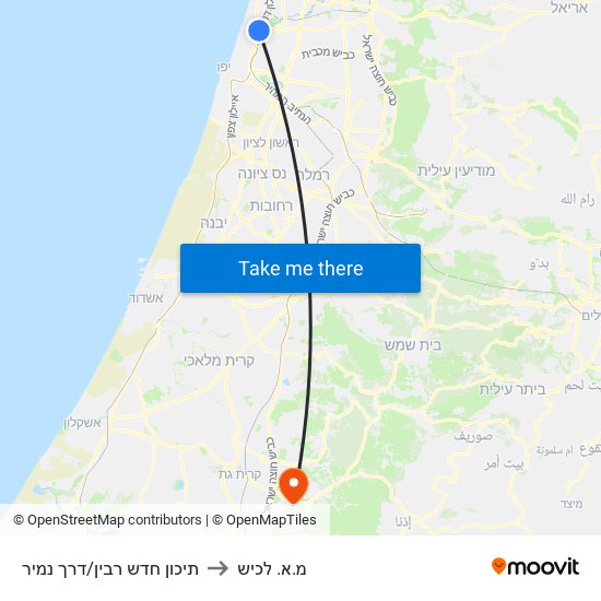 תיכון חדש רבין/דרך נמיר to מ.א. לכיש map