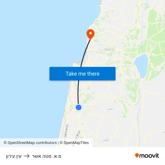 עין עירון to מ.א. מטה אשר map