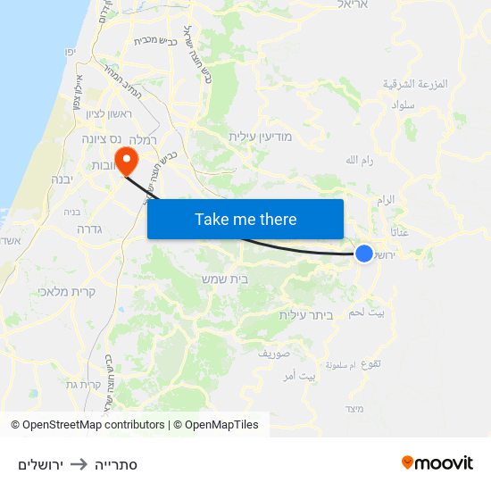 ירושלים to סתרייה map