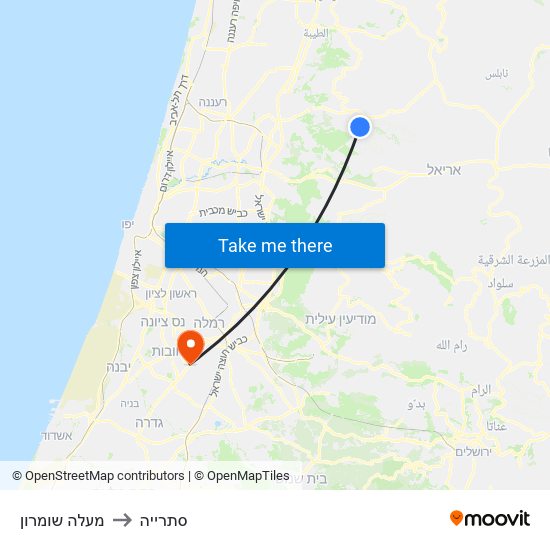 מעלה שומרון to סתרייה map