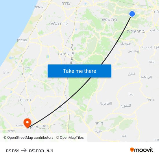 איתנים to מ.א. מרחבים map