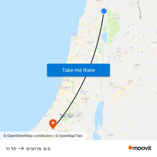 תל חי to מ.א. מרחבים map