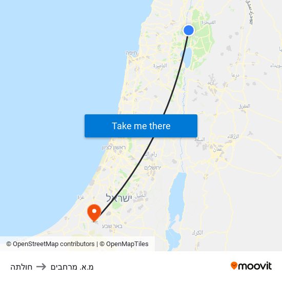 חולתה to מ.א. מרחבים map