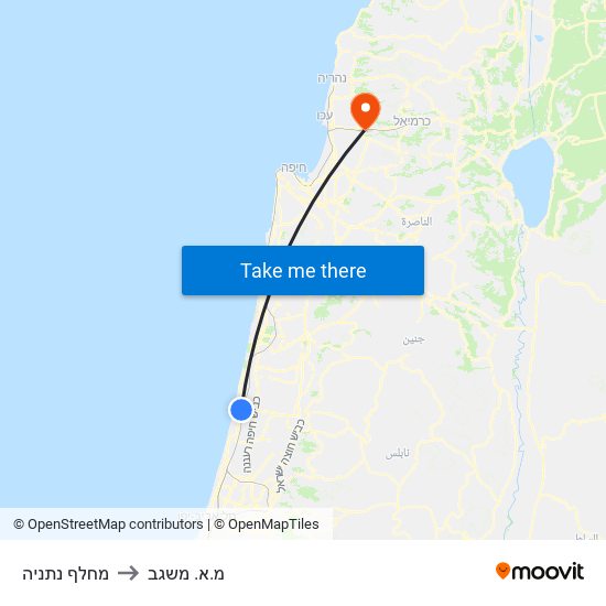 מחלף נתניה to מ.א. משגב map