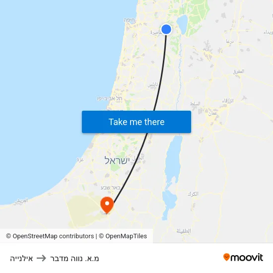 אילנייה to מ.א. נווה מדבר map